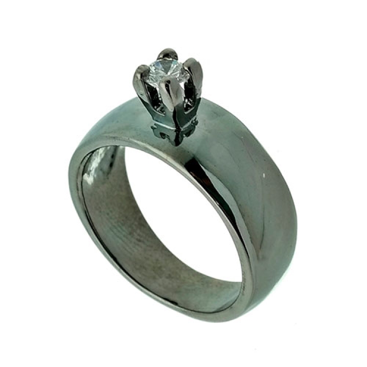 Foto 1 do Produto Anel largo de cálice c/ banho onix e zircônia