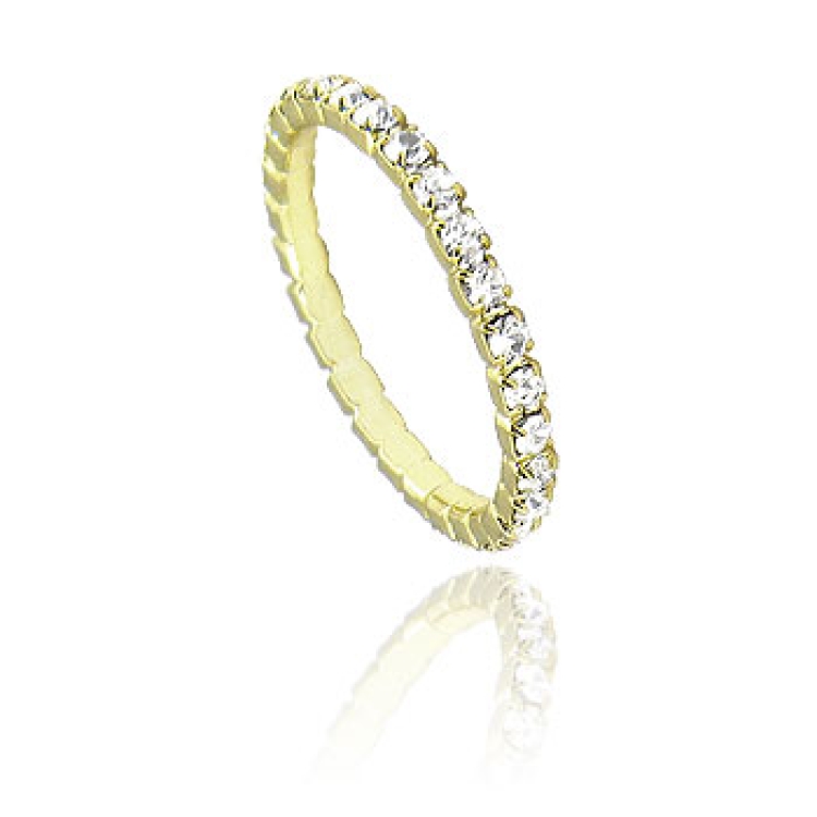 Foto 1 do Produto Aliança inteira em strass na cor cristal folheada a ouro