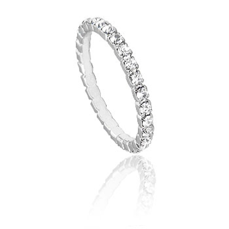 Foto 1 do Produto Aliança inteira em strass na cor cristal folheada a prata