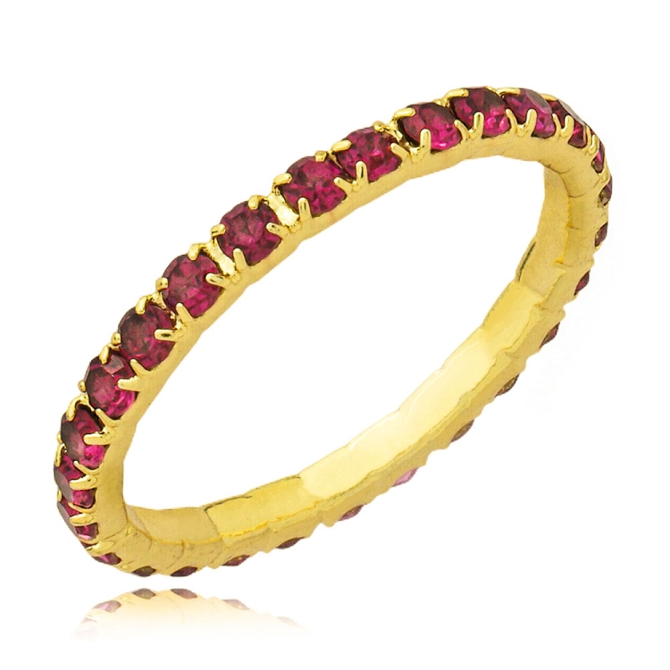 Foto 1 do Produto Anel aparador folheado a ouro com pedras de strass na cor rosa