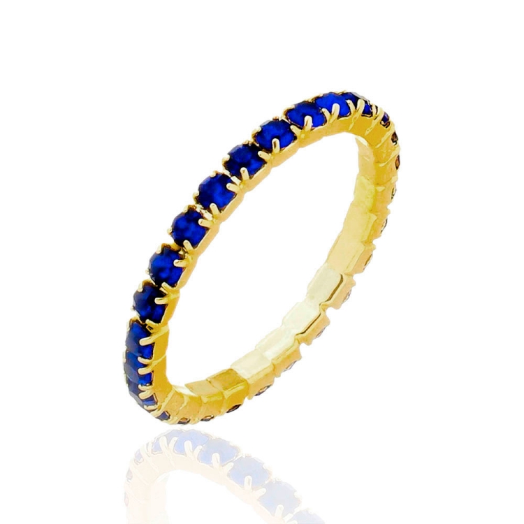 Foto 1 do Produto Anel aparador folheado a ouro com pedras de strass na cor azul safira