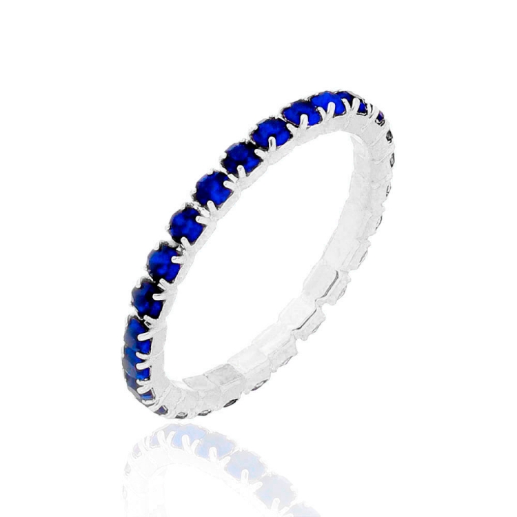 Foto 1 do Produto Anel aparador folheado a prata com pedras de strass na cor azul safira