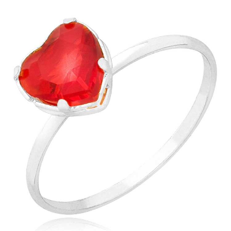 Foto 1 do Produto Anel folheado a prata com pedra de vidro lapidado em forma de coração