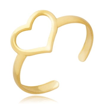 Anel de falange ajustável folheado a ouro com adereço em forma de coração