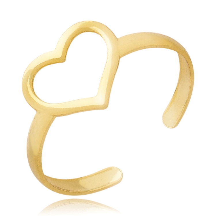 Foto 1 do Produto Anel de falange ajustável folheado a ouro com adereço em forma de coração