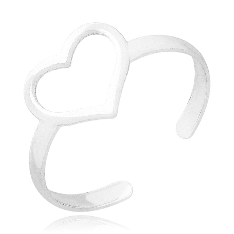 Foto 1 do Produto Anel de falange ajustável folheado a prata com adereço em forma de coração