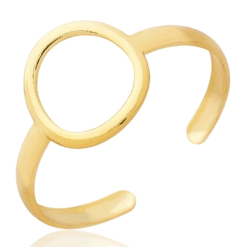 Anel de falange ajustável folheado a ouro com adereço circular