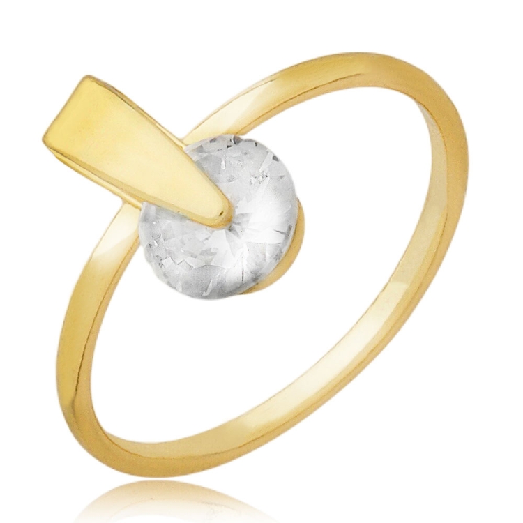Foto 1 do Produto Anel folheado a ouro com zircônia de 6mm em um adereço em forma de U