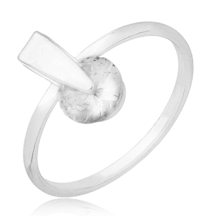 Foto 1 do Produto Anel folheado a prata com zircônia de 6mm em um adereço em forma de U