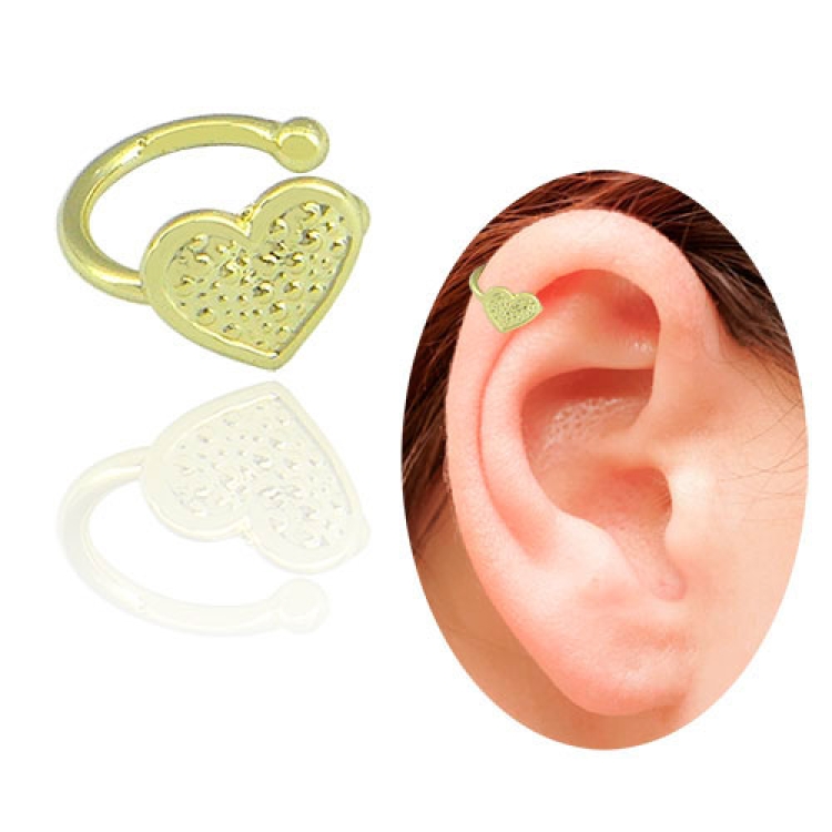 Foto 1 do Produto Piercing Fake de orelha folheado a ouro com coração