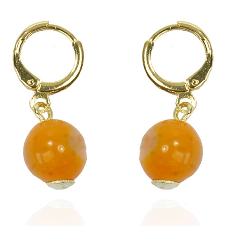 Foto 4 do Produto Brinco estilo tranqueta folheado a ouro com bola acrílica colorida de 10 mm