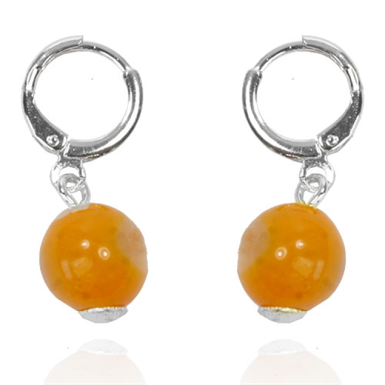 Foto 4 do Produto Brinco estilo tranqueta folheado a prata com bola acrílica colorida de 10 mm