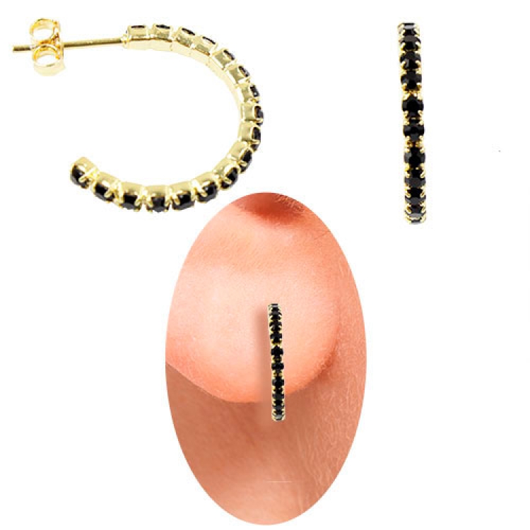 Foto 1 do Produto Brinco de argola folheado a ouro feito com pedras de strass