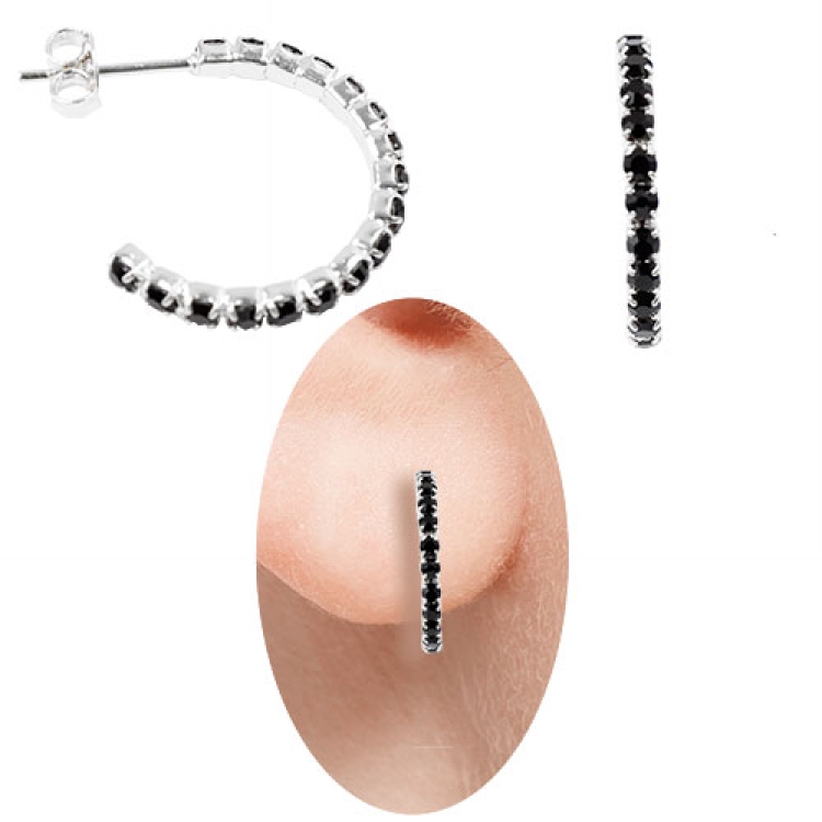 Foto 1 do Produto Brinco de argola folheado a prata feito com pedras de strass