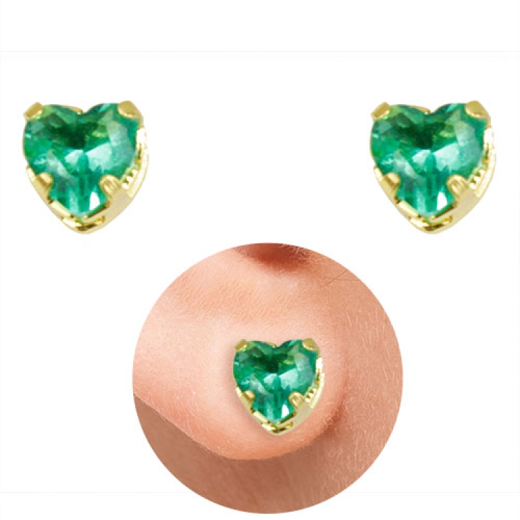 Foto 1 do Produto Brinco solitário folheado a ouro com pedra de strass em forma de coração
