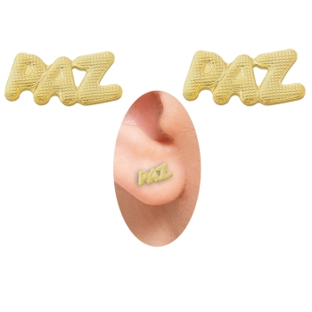 Brinco paz folheado a ouro