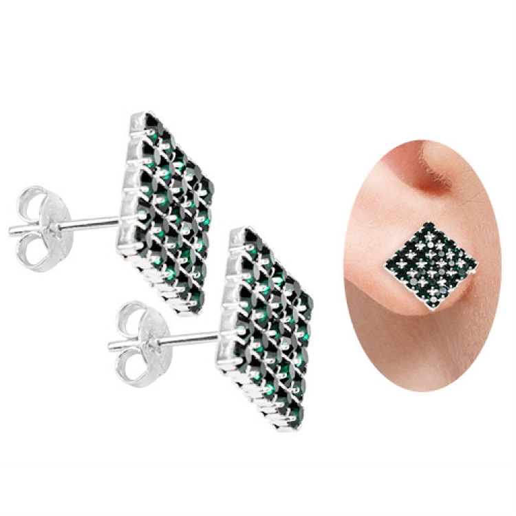 Foto 1 do Produto Brinco folheado a prata em forma de losango com strass