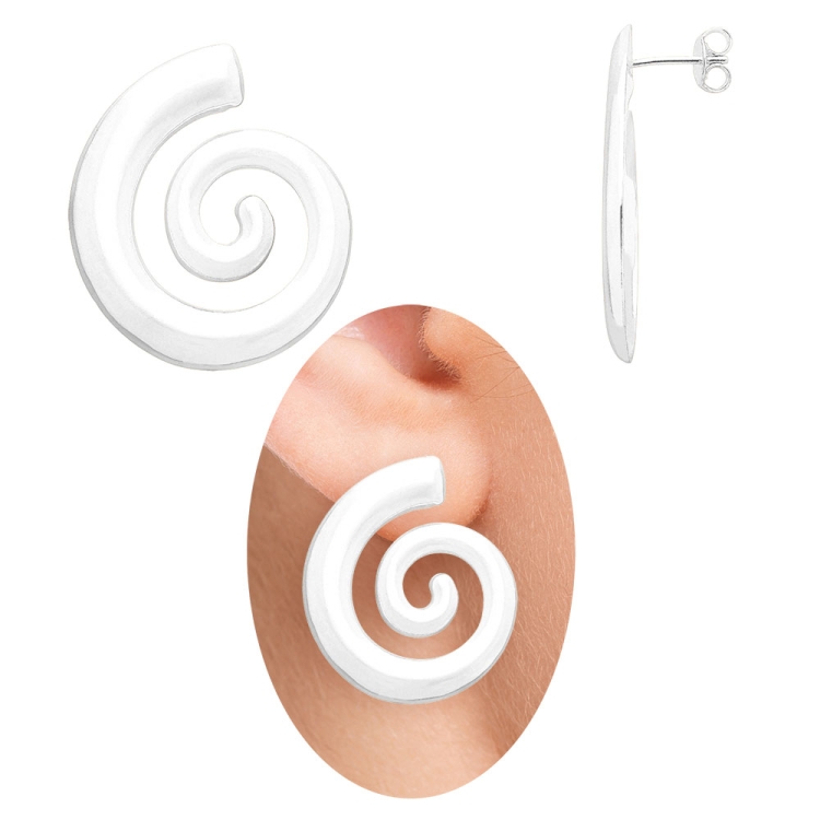 Foto 1 do Produto Brinco folheado a prata abaulado em formato espiral