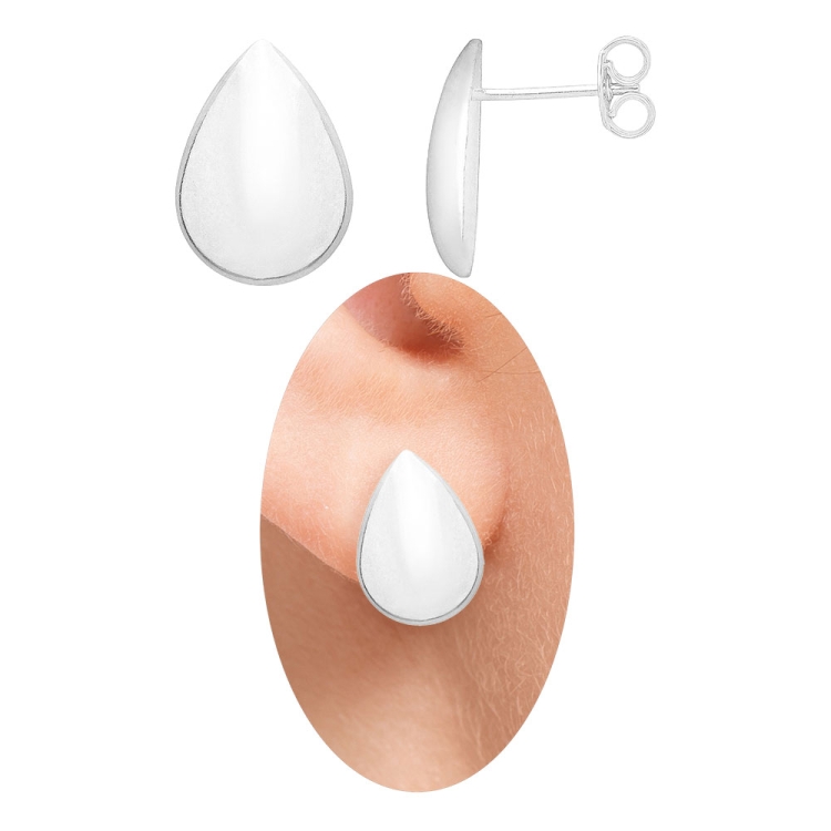 Foto 1 do Produto Brinco folheado a prata em forma de gota abaulada