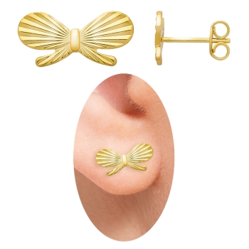 Brinco folheado a ouro em forma de borboleta com detalhes diamantados