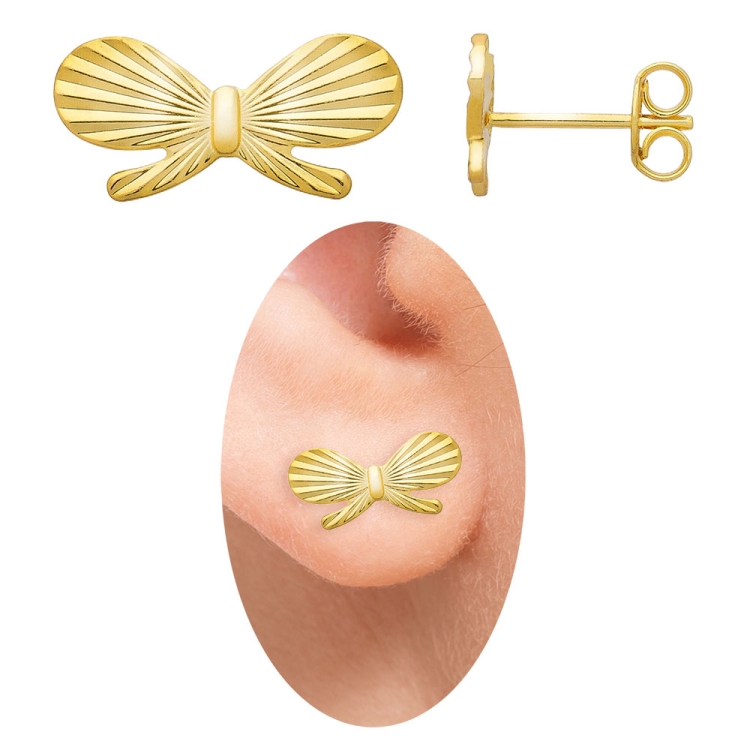 Foto 1 do Produto Brinco folheado a ouro em forma de borboleta com detalhes diamantados