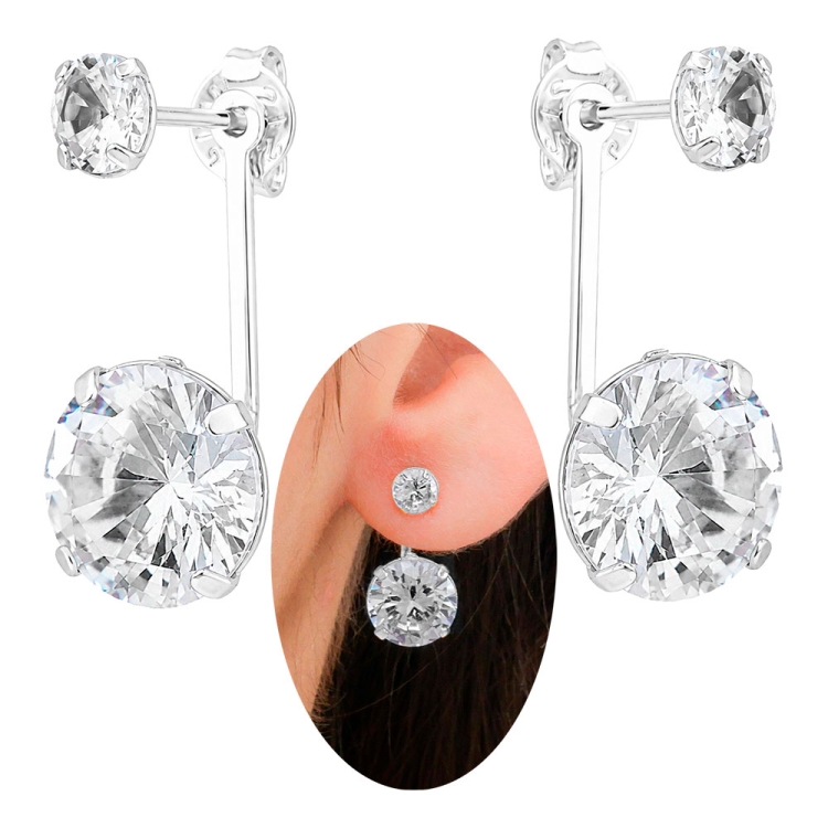 Foto 1 do Produto Brinco Ear Jacket Virgína folheado a prata com zircônias