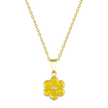 Gargantilha folheada a ouro e pingente em forma de flor