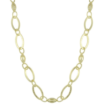 Gargantilha larga folheada a ouro c/ adereços de chapa e acabamento fosco (70 cm)