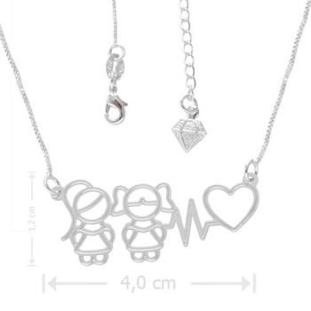 Gargantilha Duas Filhas folheada a prata com coração
