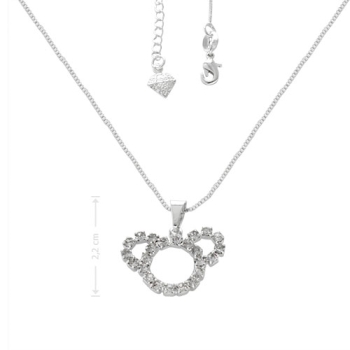 Gargantilha folheada a prata e pingente Mickey com strass