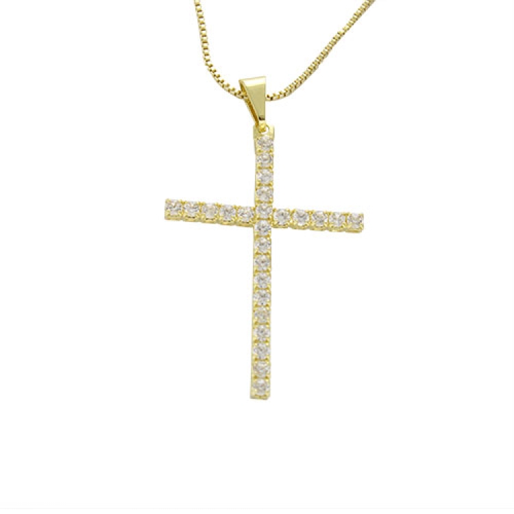 Foto 2 do Produto Gargantilha folheada a ouro com crucifixo de zircônia