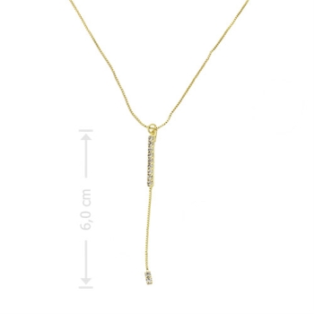 Gargantilha tipo gravata folheada a ouro com pedras de strass