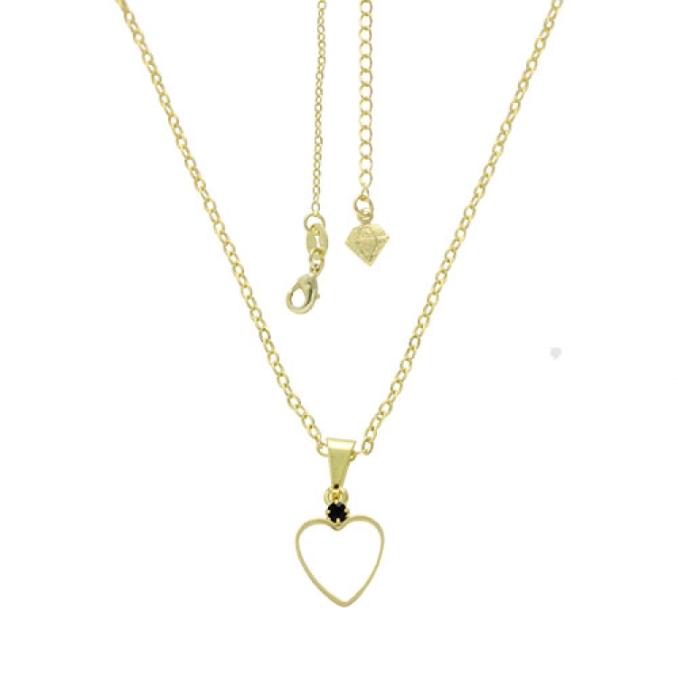Foto 1 do Produto Gargantilha folheada a ouro e pingente em forma de coração vazado com strass