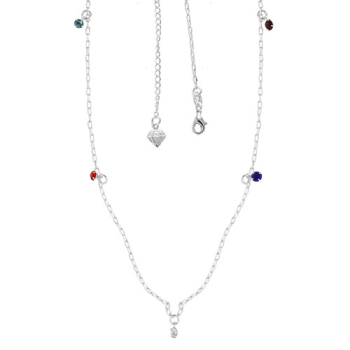 Gargantilha choker folheada a prata com pedras coloridas