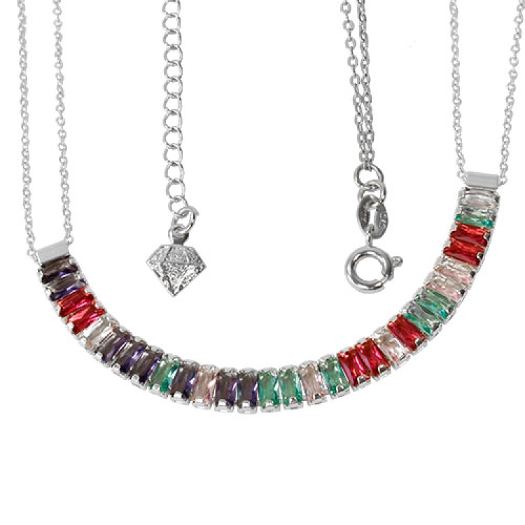 Foto 1 do Produto Gargantilha Riviera folheada a prata com zircônias multicoloridas