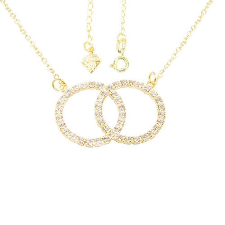 Foto 1 do Produto Gargantilha folheada a ouro com 2 círculos entrelaçados de strass