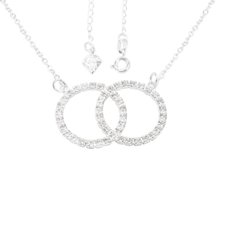 Foto 1 do Produto Gargantilha folheada a prata com 2 círculos entrelaçados de strass