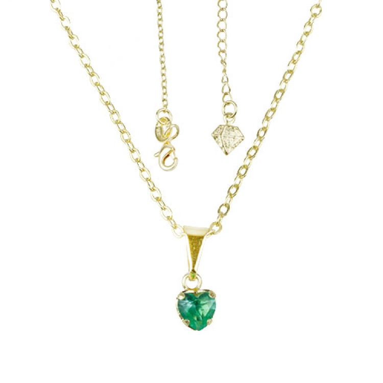 Foto 1 do Produto Gargantilha folheada a ouro com pedra em forma de coraçao na cor verde