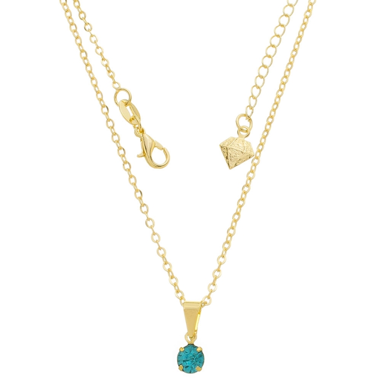 Foto 1 do Produto Gargantilha ponto de luz folheada a ouro e pingente com strass na cor azul aqua