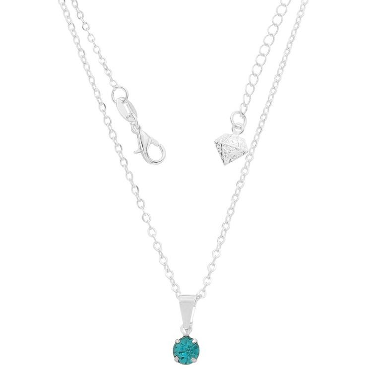 Foto 1 do Produto Gargantilha ponto de luz folheada a prata e pingente com strass na cor azul aqua