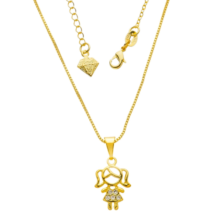 Foto 1 do Produto Gargantilha veneziana folheada a ouro e pingente menina com zircônias