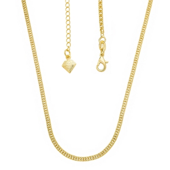 Gargantilha folheada a ouro com malha singapura de 2 mm