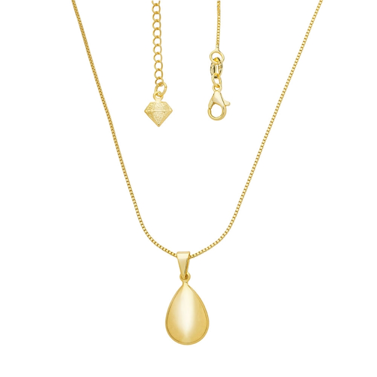 Foto 1 do Produto Gargantilha folheada a ouro e pingente em forma de gota abaulada