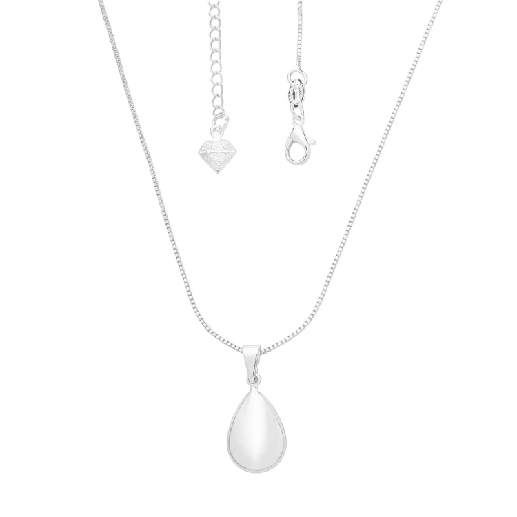 Foto 1 do Produto Gargantilha folheada a prata e pingente em forma de gota abaulada