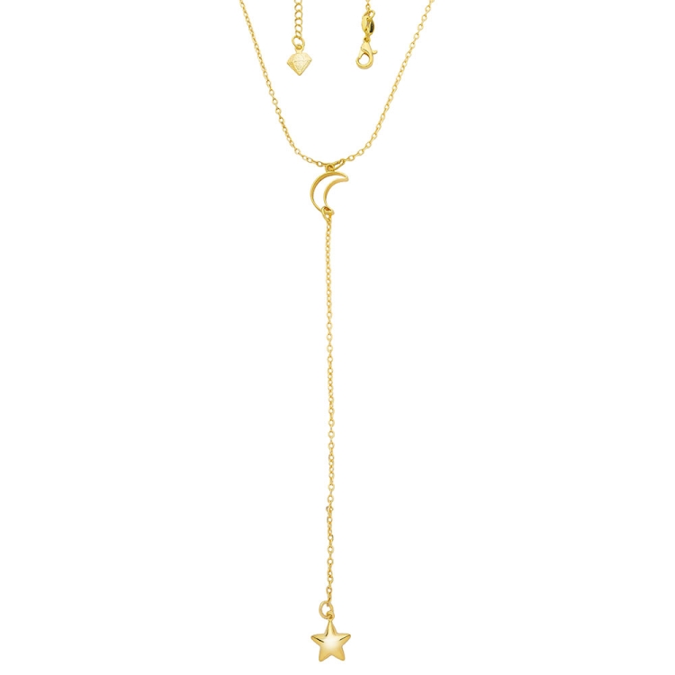 Foto 1 do Produto Gargantilha folheada a ouro com entremeio em forma de lua e pingente em forma de estrela