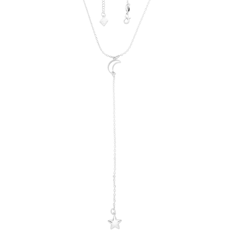 Foto 1 do Produto Gargantilha folheada a prata com entremeio em forma de lua e pingente em forma de estrela