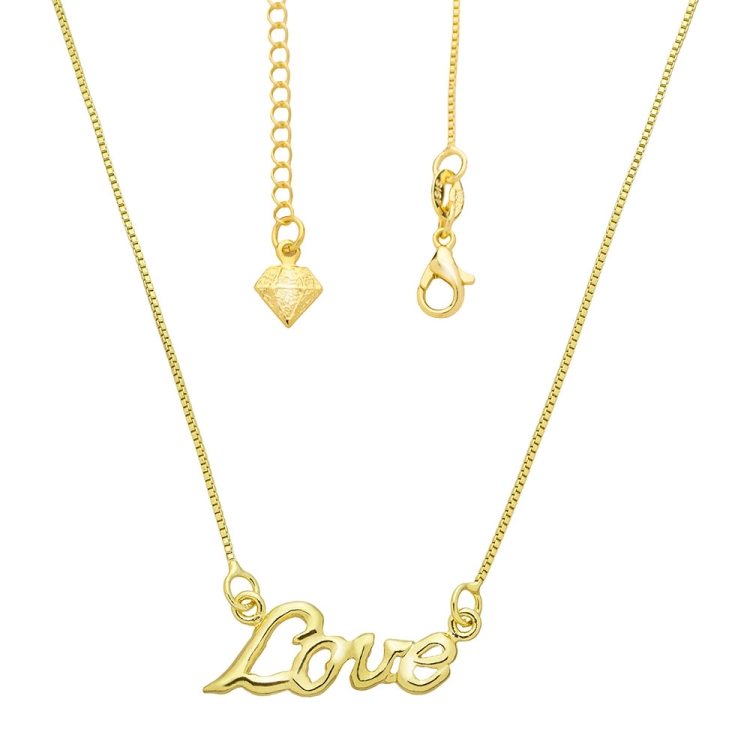Foto 1 do Produto Gargantilha folheada a ouro com corrente veneziana contendo a palavra Love