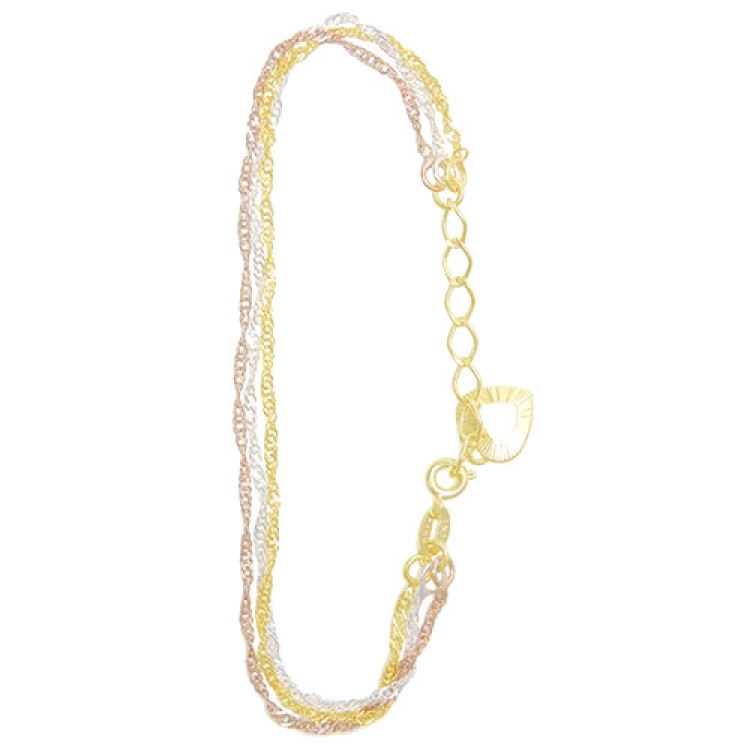 Foto 1 do Produto Pulseira folheada a ouro c/ correntes em 3 tonalidades