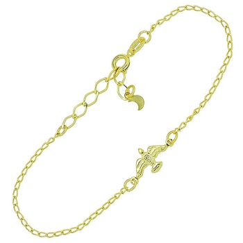 Pulseira folheada a ouro c/ corrente e uma pomba simbolizando o Espírito Santo