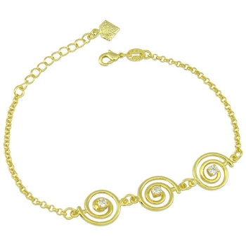Pulseira folheada a ouro com adereços em forma de caracol e zircônias
